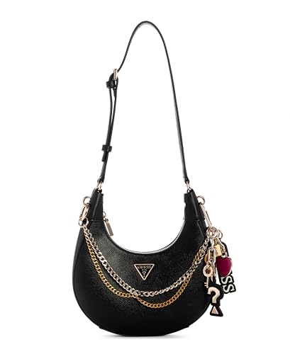 Hardware oro lucido GUESS Borsa a tracolla Davina, nero, Taglia unica, Borsa a tracolla Davina