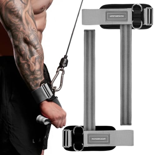 Image of MANUEKLEAR Non-Slip Wrist Straps for Weightlifting Deadlifting, Gym Lifting Straps with D Rings for Cable Machine Workout, 10mm Neoprene Padded Weight lifting Wrist Wraps for Men Women (Grey, M (16.0-19.0 cm))