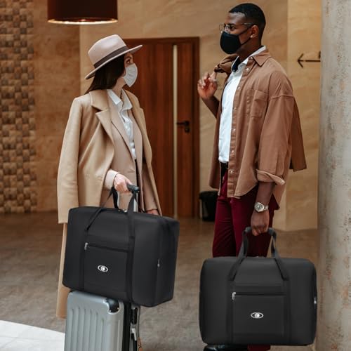 BAGZY Handgepäck Tasche 55x40x20 Faltbar für TUI Airways Lufthansa Ryanair, 45L Groß Reisetasche Flugzeug Leicht Wasserdicht Sporttasche Gym Duffle Bag für Weekender Krankenhaustasche Herren & Damen