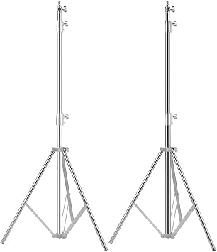 Heavy Duty Light Stand Tripod Stand for Photography, 9.19 Feet/2.8m Stainless Steel Light Tripods for Softbox, Speedlight, Strobe Light, Umbrella - Pack of 2