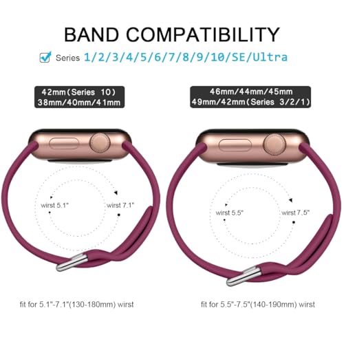 Wepro 3 Pack Correas Compatible con Apple Watch 38mm 40mm 41mm, Correa de Silicona Suave para iWatch Series 9 8 7 6 5 4 3 2 1 SE Ultra, Negro/Rosa/Fucsia