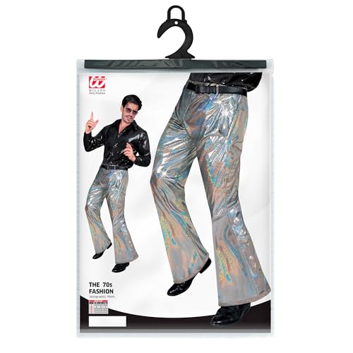 Pantalón holográfico años 70 estilo disco con acabado brillante de hombre 3