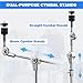 2 Pack Boom Cymbal Stand, Adjustable Cymbal Stand Boom Stand for Drum Hardware Percussion Mount Holder Gear Set Drum Hardware Set, Double Braced Legs with Rubber Feet Ride and Crash Cymbal Stands