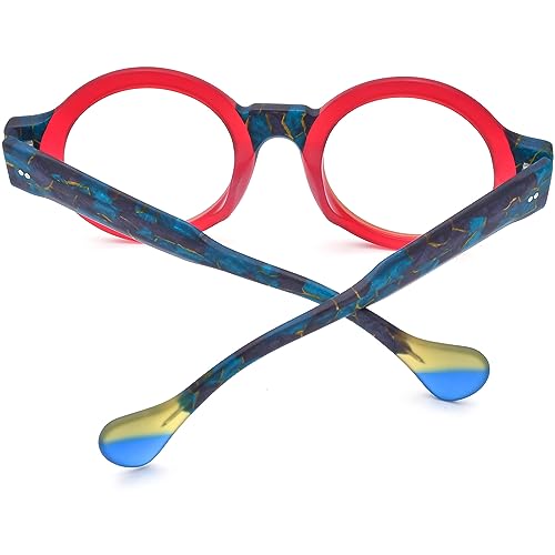 Image of HEPIDEM Multicolor Acetate Glasses Frame Women Oversize Vintage Round Eyeglasses Optical Spectacles 9271