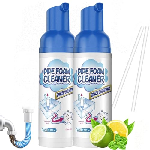 Limpiador de desagües, Limpiador eliminador de Espuma para Moscas, limpiadores de desagües con Espuma y desodorizador, para Cocina y Lavabo, con Tubo (2 pcs)
