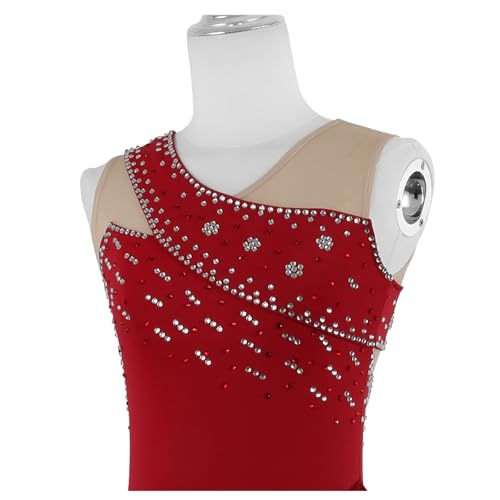 Vestido Feminino De Patinação Artística, Performance De Competição Para Adultos, Sem Mangas, Decote