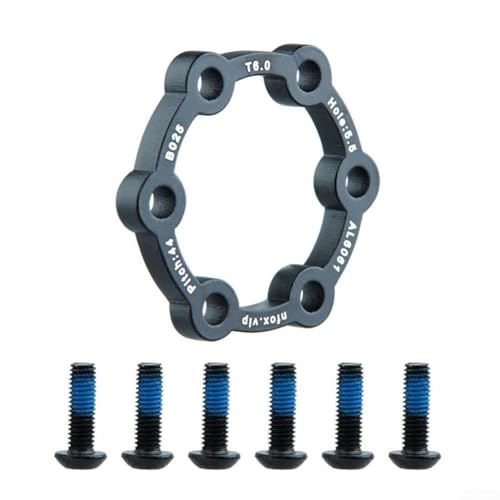 6 Hole Hub Brake Disc Gasket, Aluminum Alloy Brake Disc Spacer for Electric Scooter and Mountain for Bike, 6mm Heightening Pad with Screws（6mm）