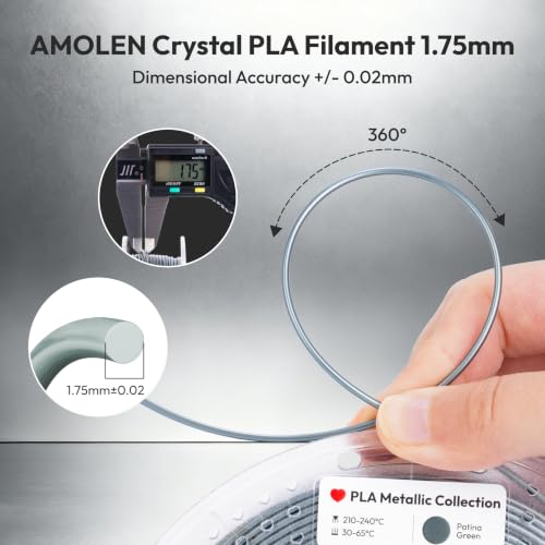 Image of AMOLEN PLA 3D Printer Metal-Like Filament PLA Filament 1.75mm Filament Bundle,Green Bronze, Silver,Bronze, Red Copper,3D Printing Filament Bundle, 200gX 4 Spools