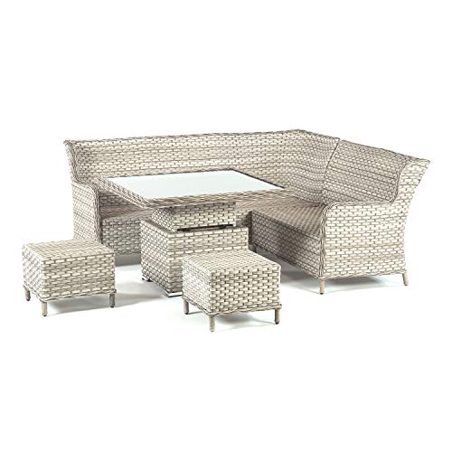SunTime Callisto 7 Seater Garden Patio Rattan Corner Sofa Furniture Set with Adjustable Dining Glass Table (Grey) - Image 9