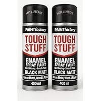 HitlineUK 2 x 400ml Matt Black Spray Paint – Multi-Surface Aerosol for Metal, Wood, Plastic – Quick Drying, Durable Matte Finish – Pack of 2