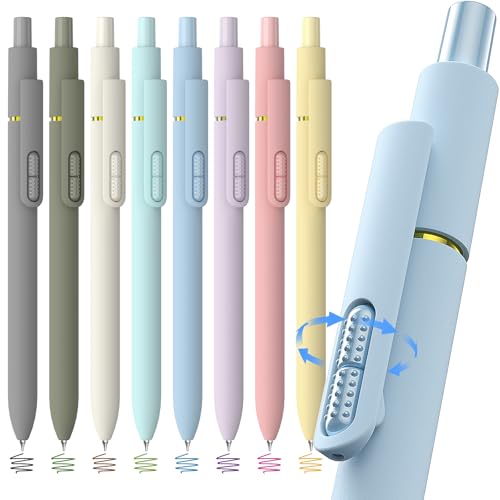 Hiacry 8 Pack Colorful Gel Ink Pens，Quick-Dry 0.7mm Fine Point Fidget Pens for Smooth Writing, Journaling & Drawing, Aesthetic Morandi Color Pens for Women, School & Office Supplies (Morandi Colors)