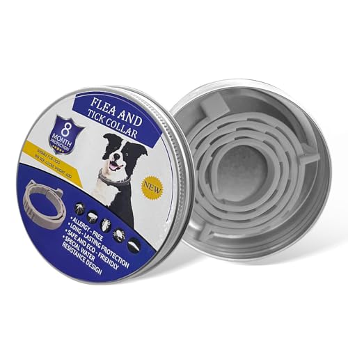 Zeckenhalsband für Hunde und Katzen Flohhalsband Antibellhalsband Katze – 100% Naturlatex – Wasserdicht & Verstellbar – Bis zu 8 Monate Schutz – Mückenabwehr & Flohschutz(Grau, 63,5 cm)