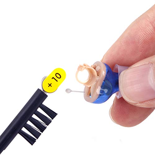 TKING Digital Hearing Amplifier for Adults, Invisible in Ear Canal, Multi-Function Button Adjustment,Aid and Assist Hearing (Blue, Battery-Left Ear)