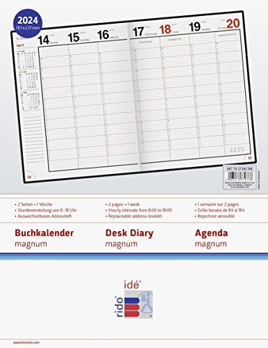 rido/idé Weekly calendar model magnum 2024, Desk Planner, 2 pages = 1 week, sheet size 18.3 x 24 cm, dark blue - Image 2