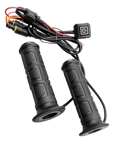 Beheizte Lenkergriffe mit Daumenwärmer, 12 V, 40–60 °C, 3-Gang-Temperatur, verstellbare Lenkergriffheizung, universelle Winter-wasserdichte Heizung, Anti-Rutsch-Griffe, passend für ATV, 22 mm Lenker