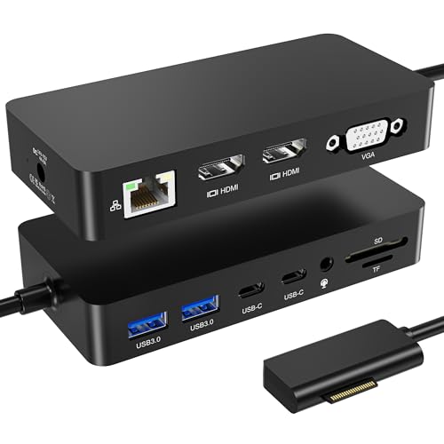 Base de superficie Surface Dock para teletrabajo con tres monitores externos