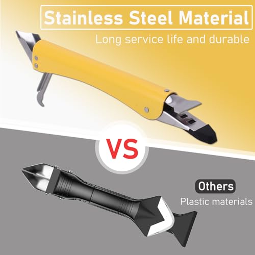 Silikonentferner Werkzeug Set Silikon Abzieher - Wiseten 4 in 1 Fugenwerkzeug Fugenkratzer aus Edelstahlkopf mit Fugenglätter, Dichtungsdüsen ​für Küche Bad Boden Spüle Fenster Abdichtung