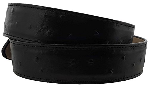El Presidente Mens Black Ostrich Quill Print Leather Western Cowboy Belt Rodeo Buckle3