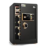 Tresore Elektronischer Safe For Privathaushalte Mit Mittlerer Kapazität Passwortschutz For Fingerabdrücke Safe For Büroalarmanlagen Diebstahlsicherung Aus Stahl (Color : Black, Size : 38 * 34 * 60cm)