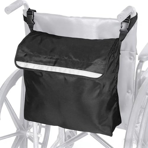 Large Capacity Wheelchair Bags for Back of Chair Wheelchair Backpack 1PCS Black Universal Wheelchair Bag for Back of Wheelchair Wheelchair Storage Bag for Most Wheelchair Scooter Walker Rollator