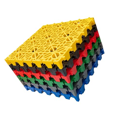 4/8/12/16/20 Rejilla de plástico for piso de lavado de autos, paneles de drenaje modulares y de libre conexión, con columnas de soporte profundas y hebillas engrosadas(Color3,16 pieces)