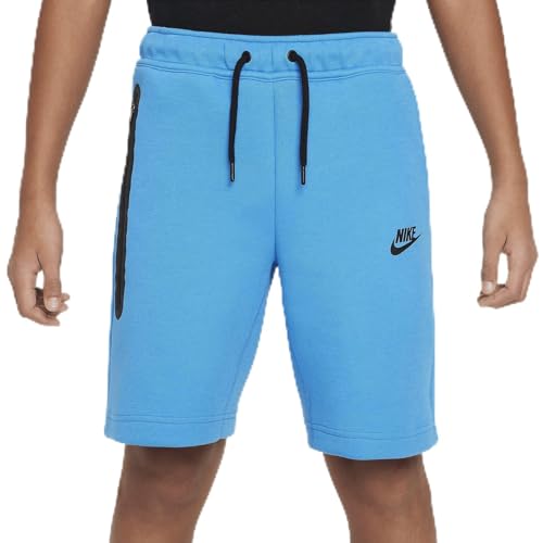 Nike Tech Fleece Big Kids' (Boys') Shorts (Light Photo Blue/Black/Black, FD3289-435) Size Large