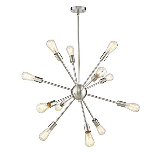 JAZAVA Modern Sputnik Chandelier Light Fixture, 12 Light Chandelier Fashion Pendant Lighting, Ceiling Lights for Kitchen Bedroom, Nickel Brushed JAZAVA Modern Sputnik Chandelier Light Fixture, 12 Light Chandelier Fashion Pendant Lighting, Ceiling Lights for Kitchen Bedroom, Nickel Brushed