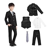 [WEEN CHARM] 男の子 スーツ キッズ フォーマル 子供 ボーイズ フォーマルスーツ ストライプ セットアップ 5ピース 長袖 紳士服 発表会 入学式 卒業式 七五三