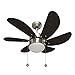 003 Ventilateur de plafond finition offre 1 x E27 Nickel/Wengue, 6 pales et moteur réversible. akunadecor.