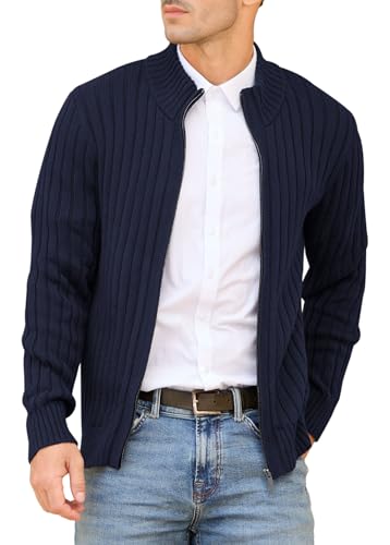 Cardigan en tricot pour homme NITAGUT avec fermeture éclair et col montant
