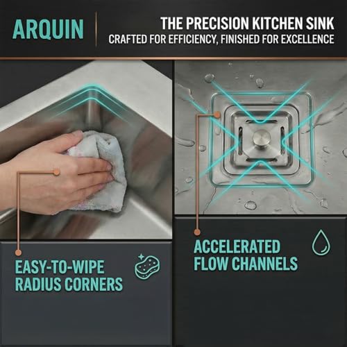 Image of ARQUIN Kitchen Sink 24 inchx18 inchx10 inch Inch 304 Grade Single Bowl Stainless Steel Handmade Matt Finish Single Bowl Kitchen Sink For Basin With Vegetable Fruit Tray /Waste Coupling Hose Pipe /Kitchen Sinks