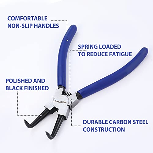 Workpro 4-Piece Snap Ring Pliers Set, 7-Inch Internal And External Circlip Pliers Kit With Straight And Bent Jaw, For Ring Remover Retaining, Storage Pouch Included #TOP2