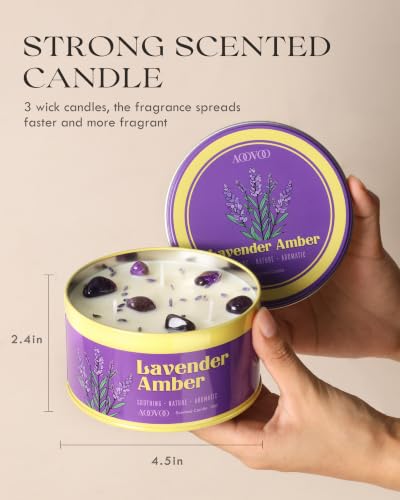 Image of AOOVOO Lavender Amber Candles for Relaxation - 2 Pack Scented Candle