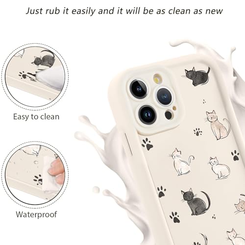 Coque silicone souple iPhone 16 Pro Max fine et transparente avec motif patte de chat - 6
