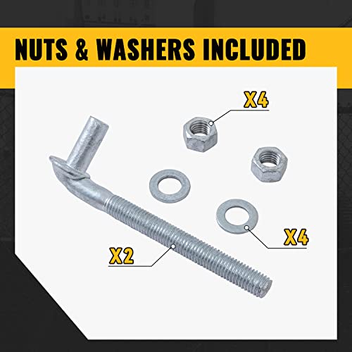6" J-Bolt Post Hinge, Vivida J-Bolt Gate Hinge With 5/8" Male Hinge Pin, For Chain Link Fence Gate, Galvanized Steel, Nuts & Washers Included, 2 Pack #TOP5