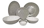 Hitkari Porcelain Grey Emboss Dinner Set 27 Pcs.|Dinner Set for 6|Material: Porcelain|Luxury Emboosed Dinnerware |for Home & Kitchen|White, Large, Microweb Safe & Dishwasher Safe…
