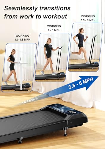 Image of Walking Treadmill Pad with Incline, 2.5HP Under Desk for Home Office (Moon) | Walking Pad Treadmill with Handle Bar and 265Lbs Weight Capacity, Treadmill with LED Display APP & Remote