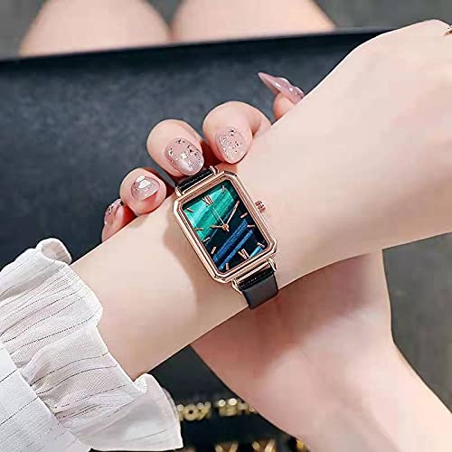 Montre Femme Carrée Quartz – Bracelet Maillot – Cadran Mode – Or Rose – Neuf