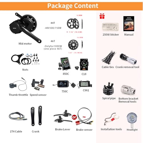 image for BAFANG Mid Drive Kit 500W 750W 1000W BBS02B BBSHD Electric Bike Conver