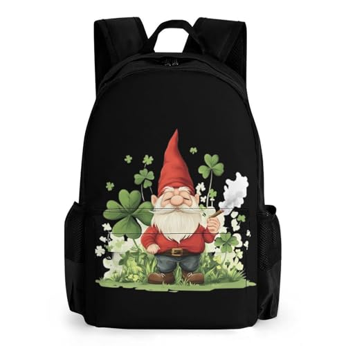 St. Patrick's Day Gnome Travel Backpack Casual Daypack Shoulder Bag with Adjustable Shoulder Straps for Men Women