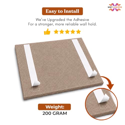 Image of MMT Acoustix 8Pcs Felt Bulletin Board, 30x30cm Self-Adhesive | Office, Study Room, Walls Felt Message Board for Notes, Photos, Schedules Arabian Sand