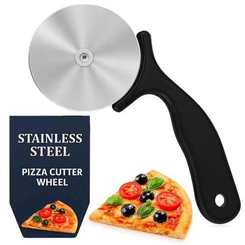 BML Stainless Steel Pizza Cutter | Super Sharp Smooth Rotating Pizza Slicer Cutter Wheel Anti-Slip Handle, Light Weight & Sharp Blade -Food Grade | Pizza Cutter for Pizza, Bread, Waffles & Pancakes