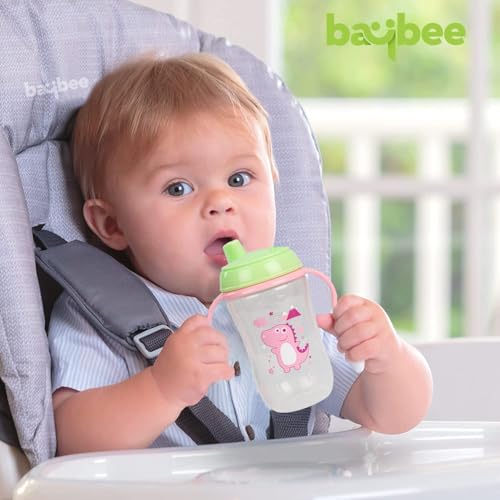 Image of BAYBEE 300ML Baby Sipper Cup for Kids -BPA-Free, Leakproof, Spill-Proof Feeding Bottle with Soft Silicone Handle|Toddler Sippy Cup, Training Bottle for Babies, Infants, Boys & Girls (Pink,6M-3Y)