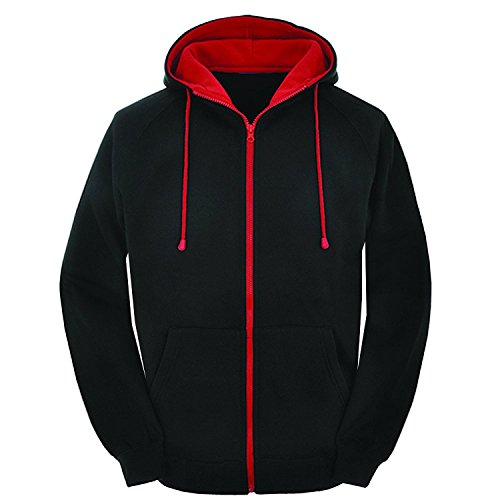MEDIUM Contast black and red zip varsity zip up hoodie