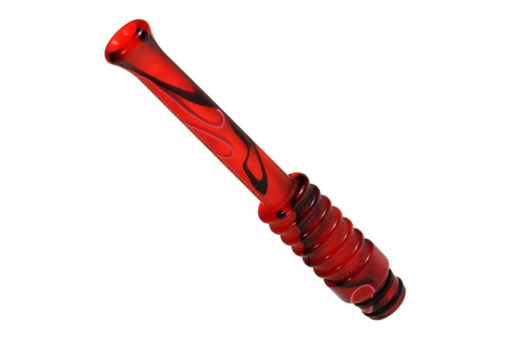 Armerah Stalk 510 Drip Tip eCig Mouthpiece Long/Narrow Plastic/Marble Single Red