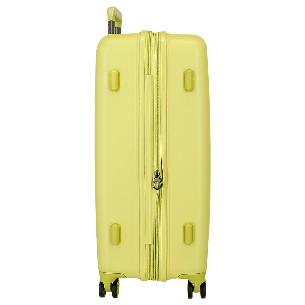 MOVOM Wood, Maleta de Cabina, Equipaje, Interior con Dos Compartimentos, Fabricada en ABS Material Resistente y Ligero, 4 Ruedas giratoriasCierre de combinación Lateral, De Joumma Bags