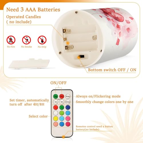 Image of ALAZA Pink Hearts Flickering Flameless Candles Battery Operated with Remote Timer,Tea Light Candles LED Pillar Votive Candles Set of 2