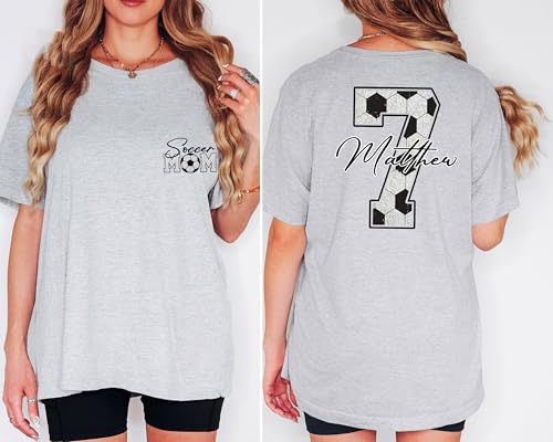 Personalize Soccer Mom Shirt with Kids Name & Jersey Number, Women Soccer Fan Shirts, Custom Football Shirts2