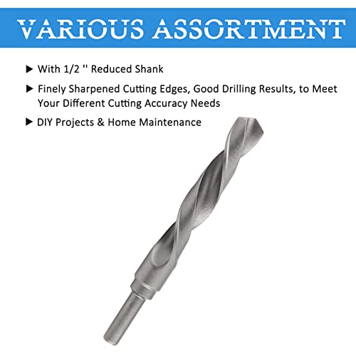 Lifcratms 11/16" (18Mm) Reduced Shank Drill Bit, 1/2" Shank High Speed Steel Drill Bit, 118 Degree Split Point Industrial Drill Bit For Copper Wood Home Diy Projects #TOP3