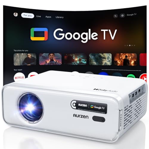 Aurzen EAZZE D1G 4K Supported Google TV Smart Projector with WiFi & Bluetooth, Auto Focus &...
